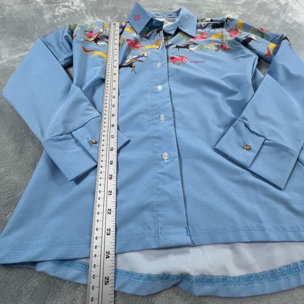 Espoir Equestrian Button Up Shirt Womens M Performance Horse Riding Western Blue - Picture 7 of 14